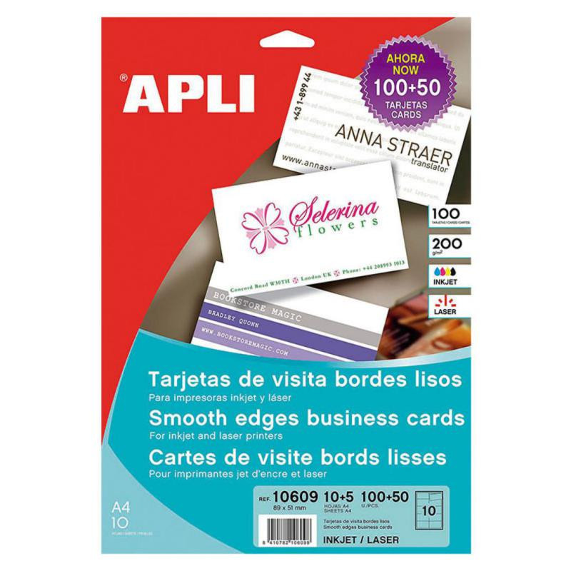 Tarjetas de Visita Apli 200g 150 Tarjetas Mate