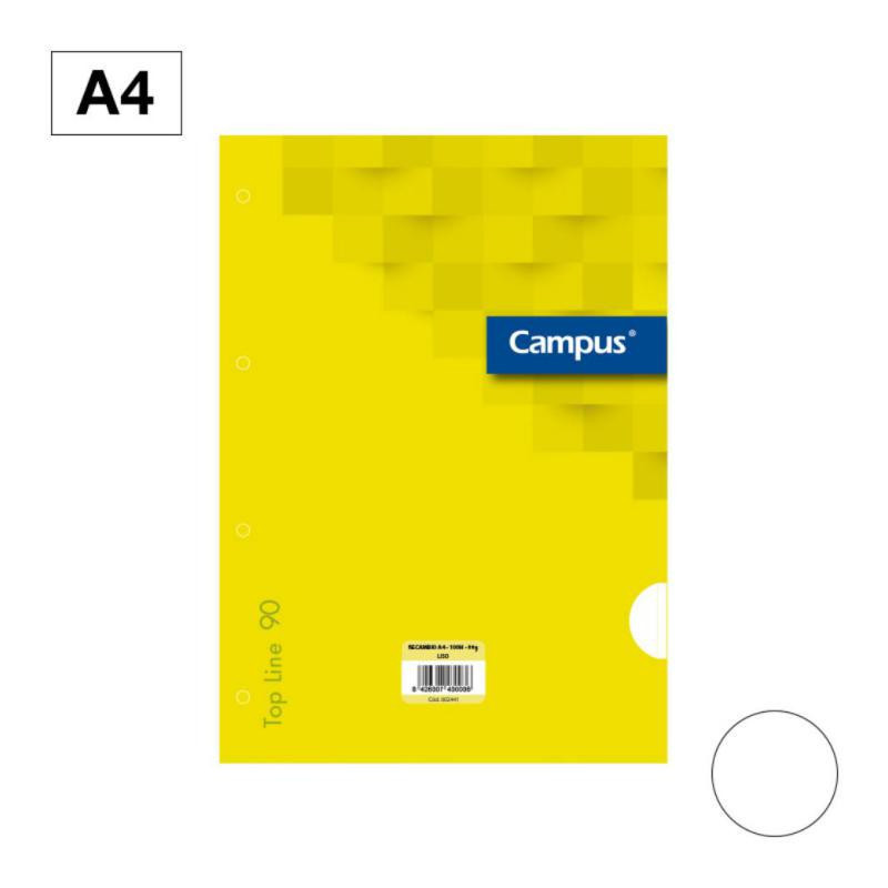 Recambio Campus A4 100 Hojas 90g Liso 4 Taladros