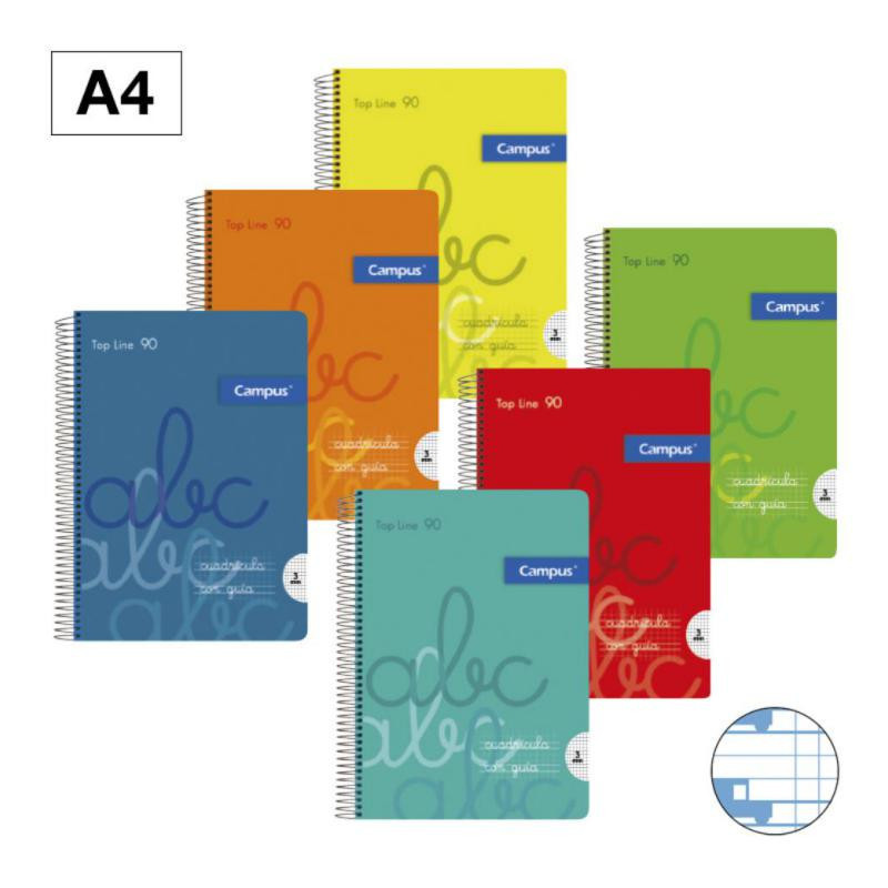 Bloc Espiral Campus A4 Tapa PlÃ¡stico 80 Hojas 90g CuadrÃ­cula Pautada 4 mm