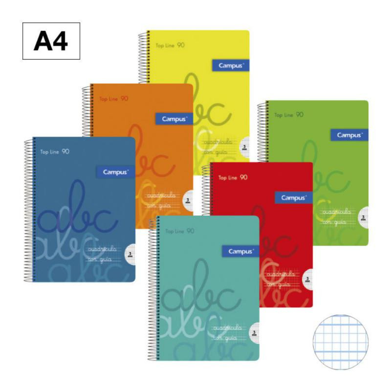 Bloc Espiral Campus A4 Tapa PlÃ¡stico 80 Hojas 90g CuadrÃ­cula Pautada 3 mm