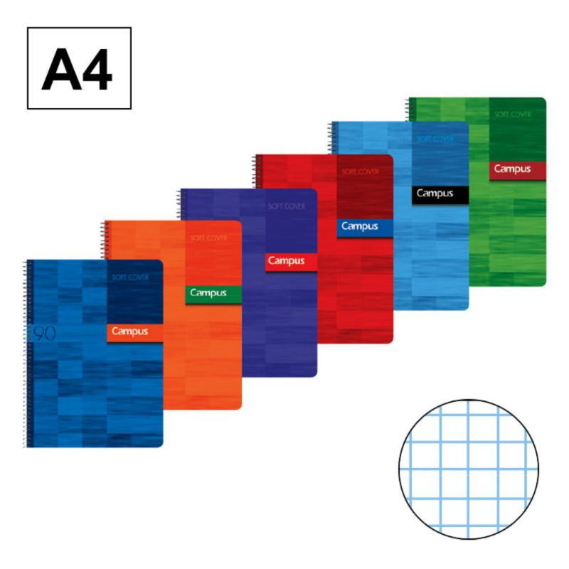 Bloc Espiral Campus A4 Tapa BÃ¡sica 80 Hojas 90g CuadrÃ­cula 4 mm