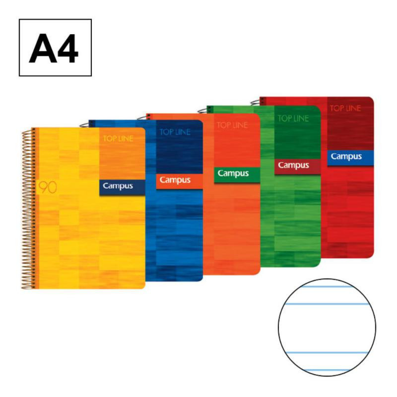 Bloc Espiral Campus A4 Tapa PlÃ¡stico 80 Hojas 90g Doble Raya 2,5 mm