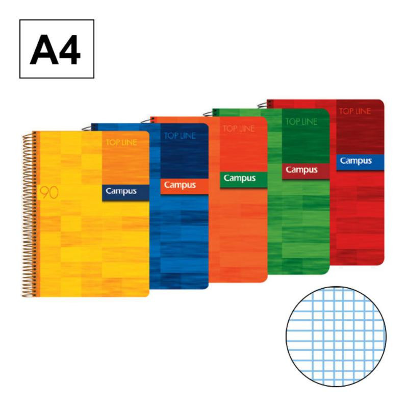 Bloc Espiral Campus A4 Tapa PlÃ¡stico 80 Hojas 90g Milimetrado