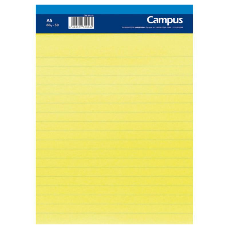 Bloc Notas Microperforado Campus A5 60g Amarillo 50 Hojas