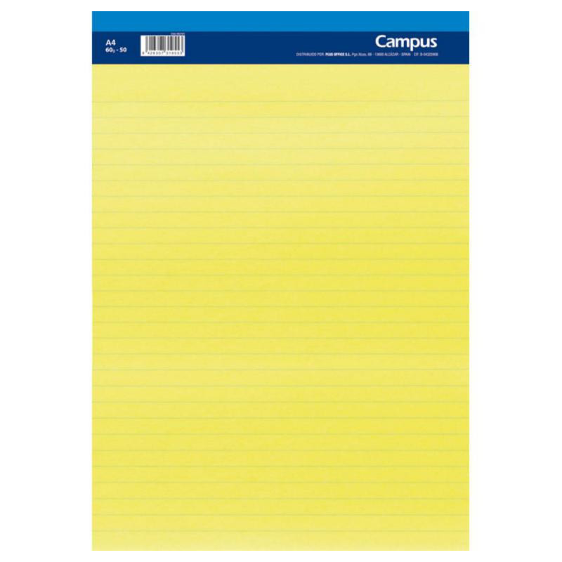 Bloc Notas Microperforado Campus A4 60g Amarillo 50 Hojas