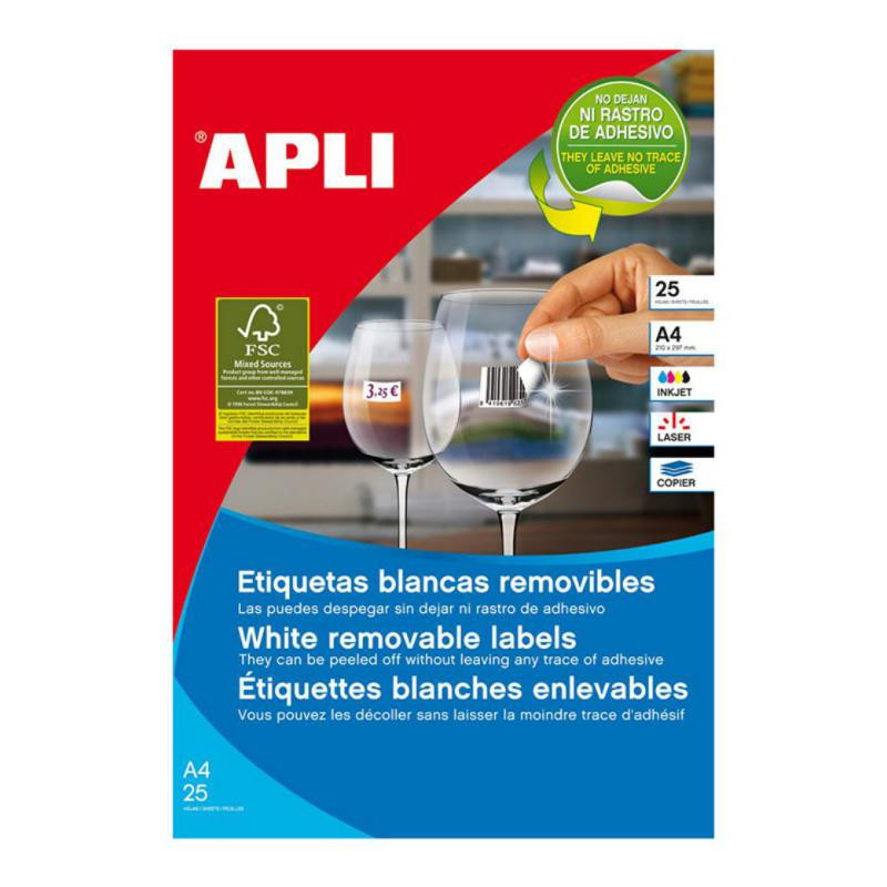 Etiquetas Removibles Apli Blancas 35,6mmx16,9mm Cantos Redondeados 2000ud.