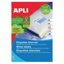 Etiquetas Autoadhesivas Apli 210x297mm Cantos Rectos 1xhoja 25 Hojas