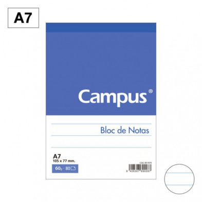 Bloc Notas Microperforado Campus A7 60g 80h Horizontal