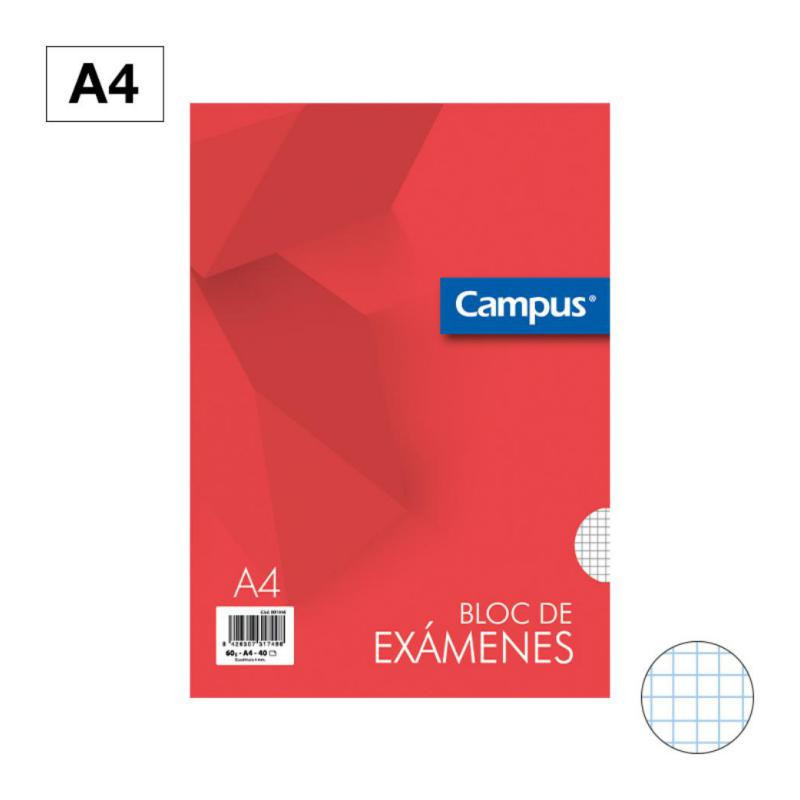 Bloc ExÃ¡men Campus College A4 40 Hojas 60g CuadrÃ­cula 4 mm