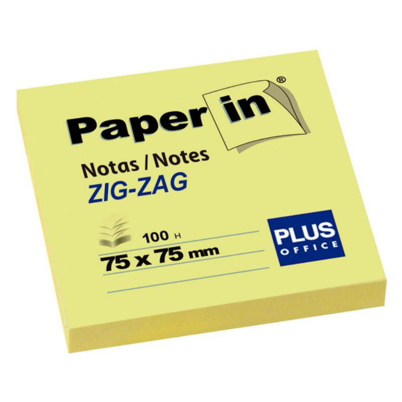 Bloc Notas Adhesivas Paper In Plus Office Zig-Zag 75mmx75mm Amarillas 100 Hojas