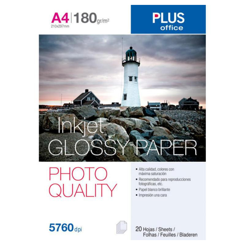 Papel FotogrÃ¡fico A4 Plus Office Glossy Paper 5760 Dpi 180g 20 Hojas