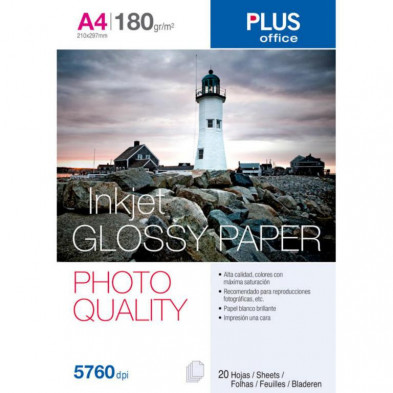 Papel FotogrÃ¡fico A4 Plus Office Glossy Paper 5760 Dpi 180g 20 Hojas