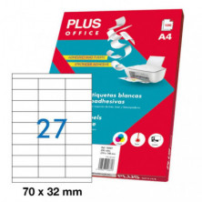 Etiquetas Autoadhesivas Plus Office 70mmx32mm Cantos Rectos 27xhoja 100 Hojas