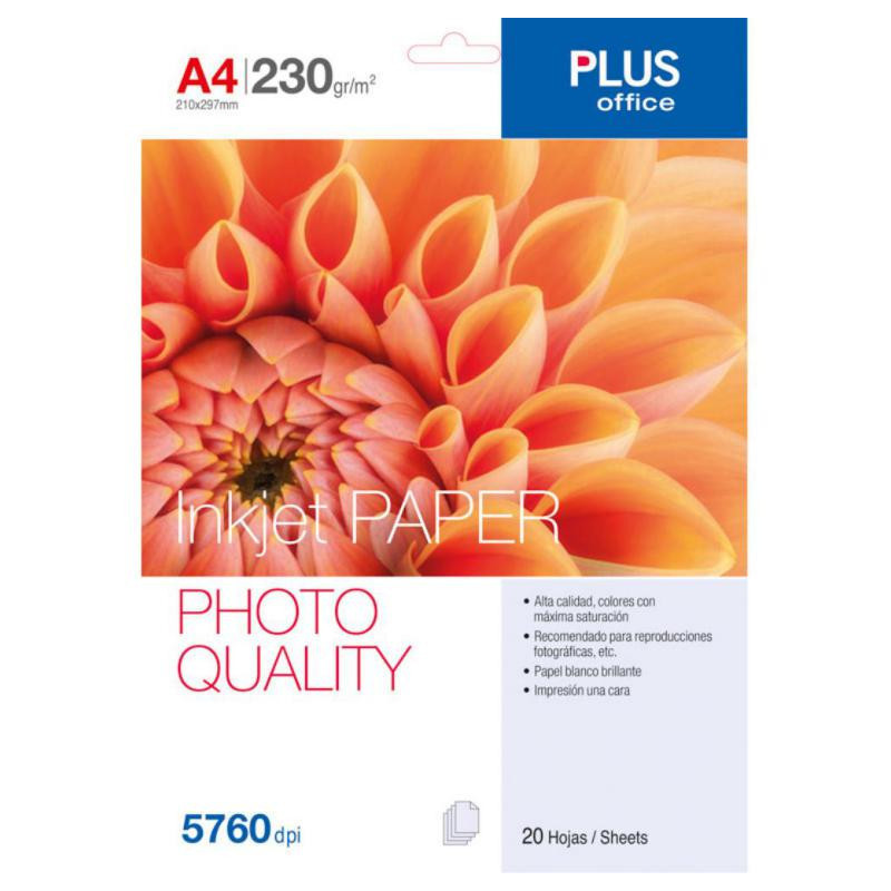 Papel FotogrÃ¡fico A4 Plus Office Inkjet Paper 5760 Dpi 230g 20 Hojas