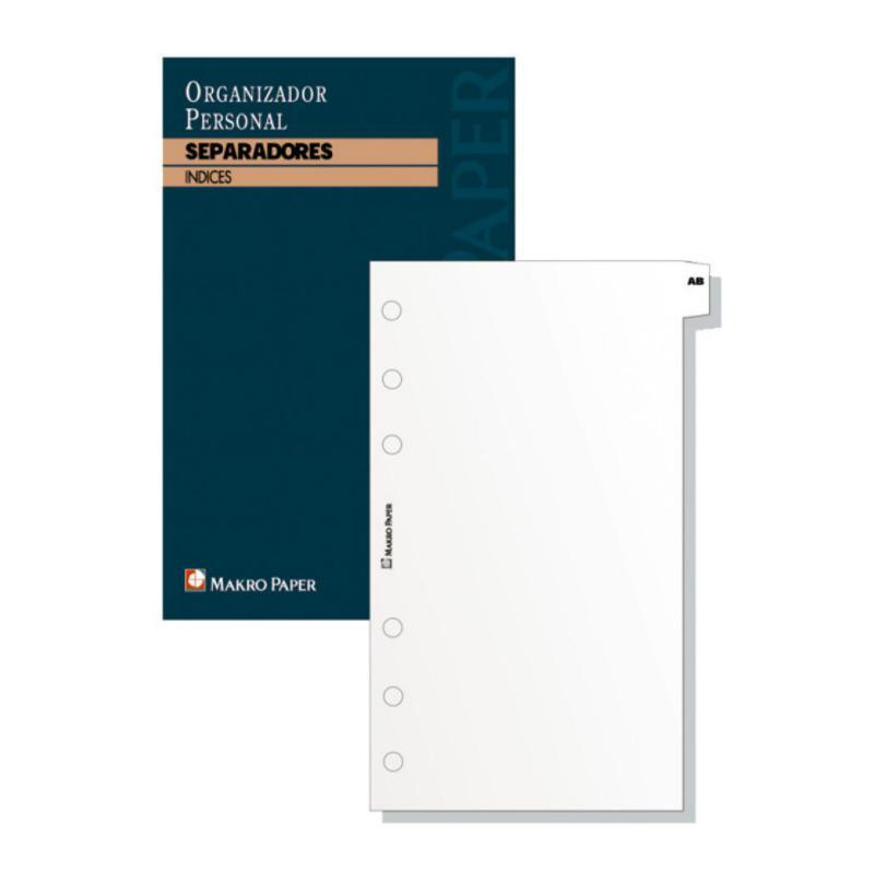 Separadores Agenda Plus Office 6 Taladros y 20 Hojas 8,5"146x210 mm.