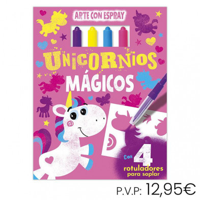 Libro Educativo Imagiland Arte con Espray Unicornios MÃ¡gicos