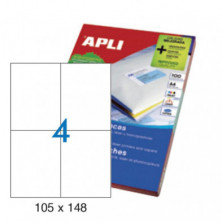 Etiquetas Autoadhesivas Apli 105mmx148mm Cantos Rectos 4xhoja 100 Hojas