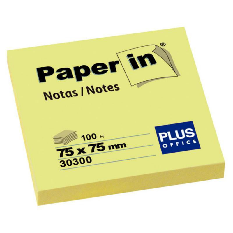 Bloc Notas Adhesivas Paper In Plus Office 75mmx75mm Amarillas 100 Hojas