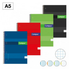 Bloc Espiral Campus A5 Tapa Extradura Microperforado 160 Hojas 70g CuadrÃ­cula 5 mm