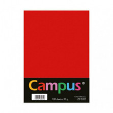 Papel A4 Campus 80g 100 Hojas Rojo