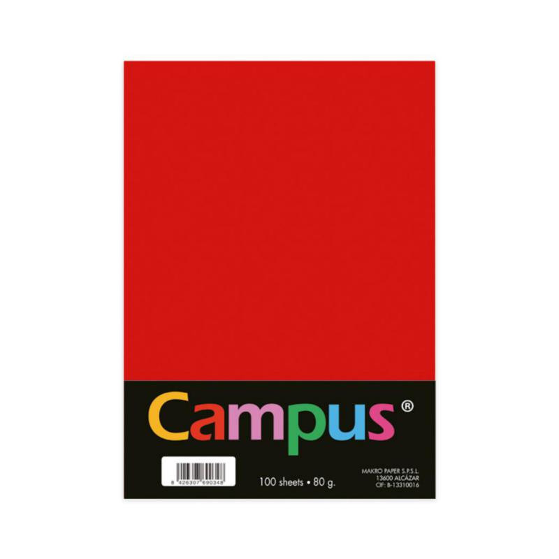 Papel A4 Campus 80g 100 Hojas Rojo