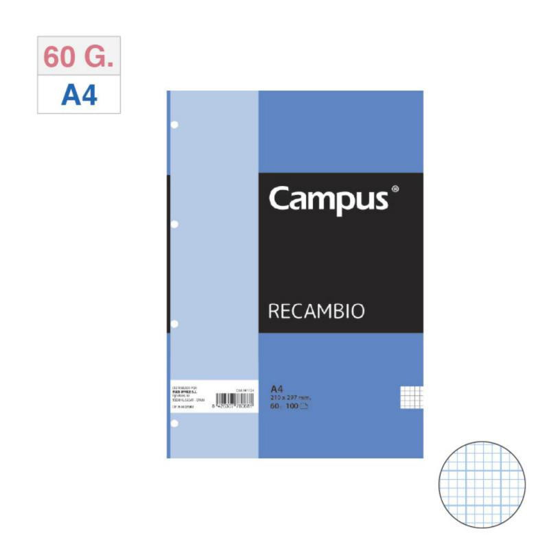 Recambio Archivador Campus A4 100 Hojas 60g Milimetrado