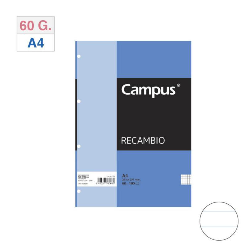 Recambio Archivador Campus A4 100 Hojas 60g Rayado Horizontal