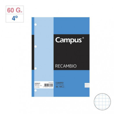 Recambio Archivador Campus 4Âº 100 Hojas 60g Cuadricula 4 mm