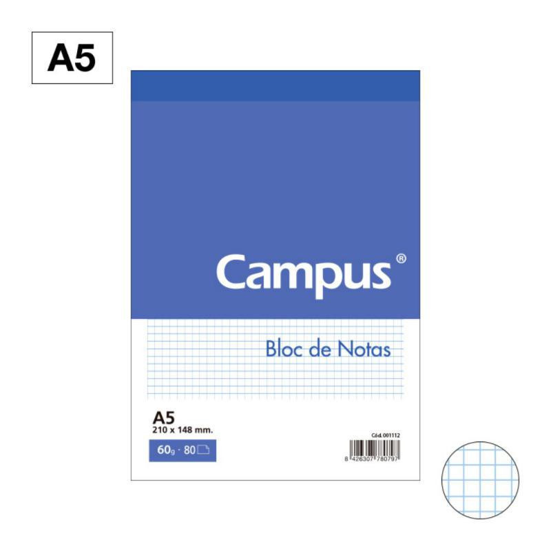 Bloc Notas Microperforado Campus A5 60g 80h CuadrÃ­cula 4 mm