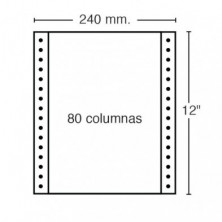 Papel Continuo 240mmx 12pulgadas 70g 2500 Hojas Blanco