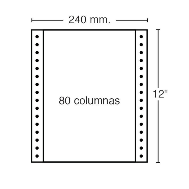 Papel Continuo 240mmx 12pulgadas 70g 2500 Hojas Blanco