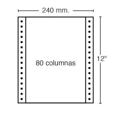 Papel Continuo 240mmx 12pulgadas 70g 2500 Hojas Blanco