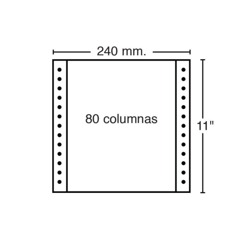 Papel Continuo 240mmx 11pulgadas 3 Copias 70/56/57g 1000 Hojas Blanco