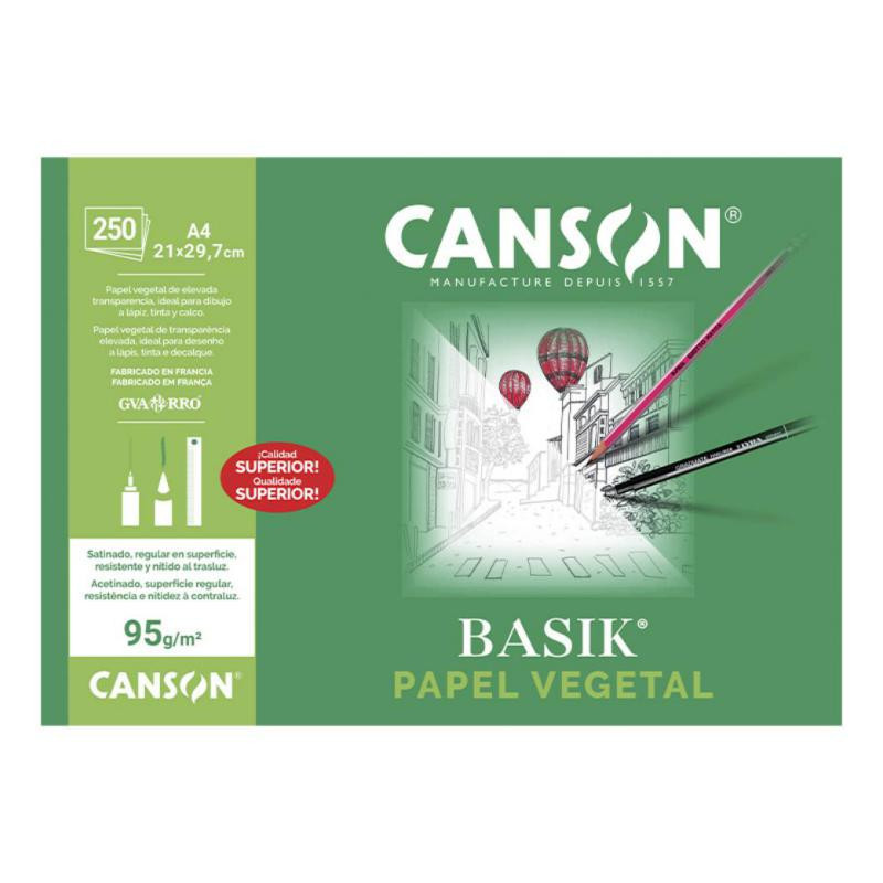 Papel Vegetal Canson A4 250 Hojas 95g.